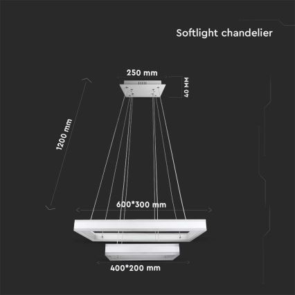 Candeeiro suspenso LED com regulação LED/113W/230V 3000K branco