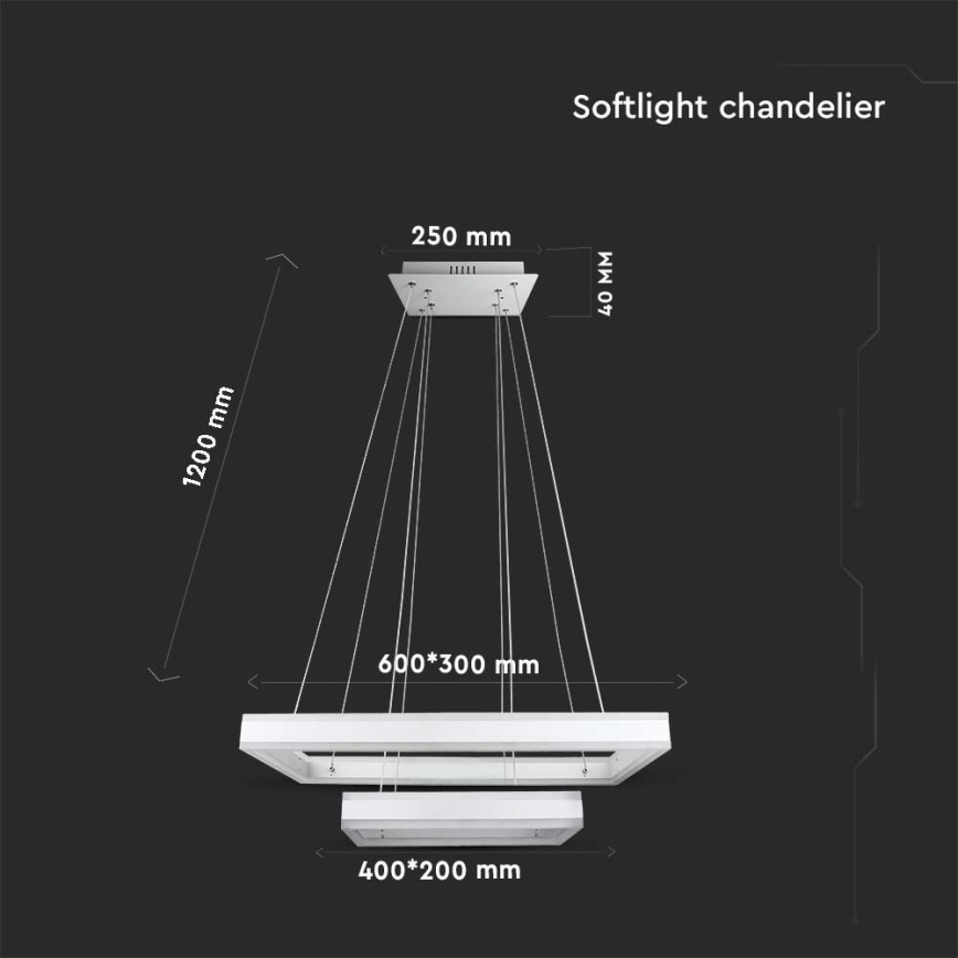Candeeiro suspenso LED com regulação LED/113W/230V 3000K branco