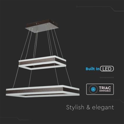 Candeeiro suspenso LED com regulação LED/113W/230V 3000K castanho