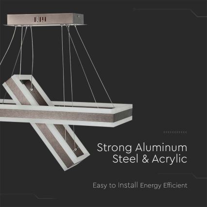 Candeeiro suspenso LED com regulação LED/113W/230V 3000K castanho