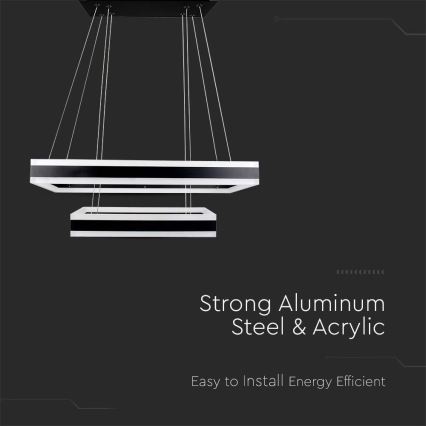 Candeeiro suspenso LED com regulação LED/113W/230V 3000K preto