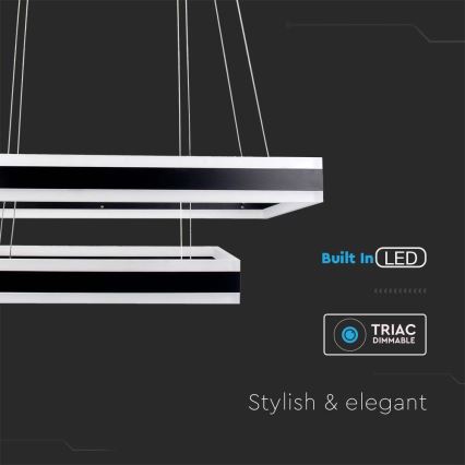 Candeeiro suspenso LED com regulação LED/113W/230V 3000K preto