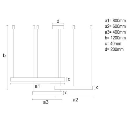 Candeeiro suspenso LED com regulação LED/125W/230V 3000-6500K diâmetro 80 cm + comando
