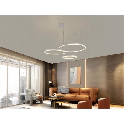 Candeeiro suspenso LED com regulação LED/125W/230V 3000-6500K diâmetro 80 cm + comando