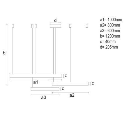 Candeeiro suspenso LED com regulação LED/170W/230V 3000-6500K diâmetro 100 cm + comando
