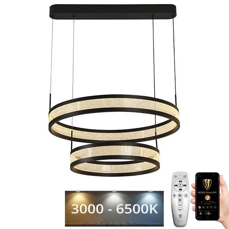 Candeeiro suspenso LED com regulação LED/70W/230V 3000-6500K diâmetro 60 cm preto + comando
