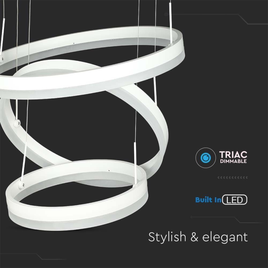 Candeeiro suspenso LED com regulação LED/86W/230V 3000K branco