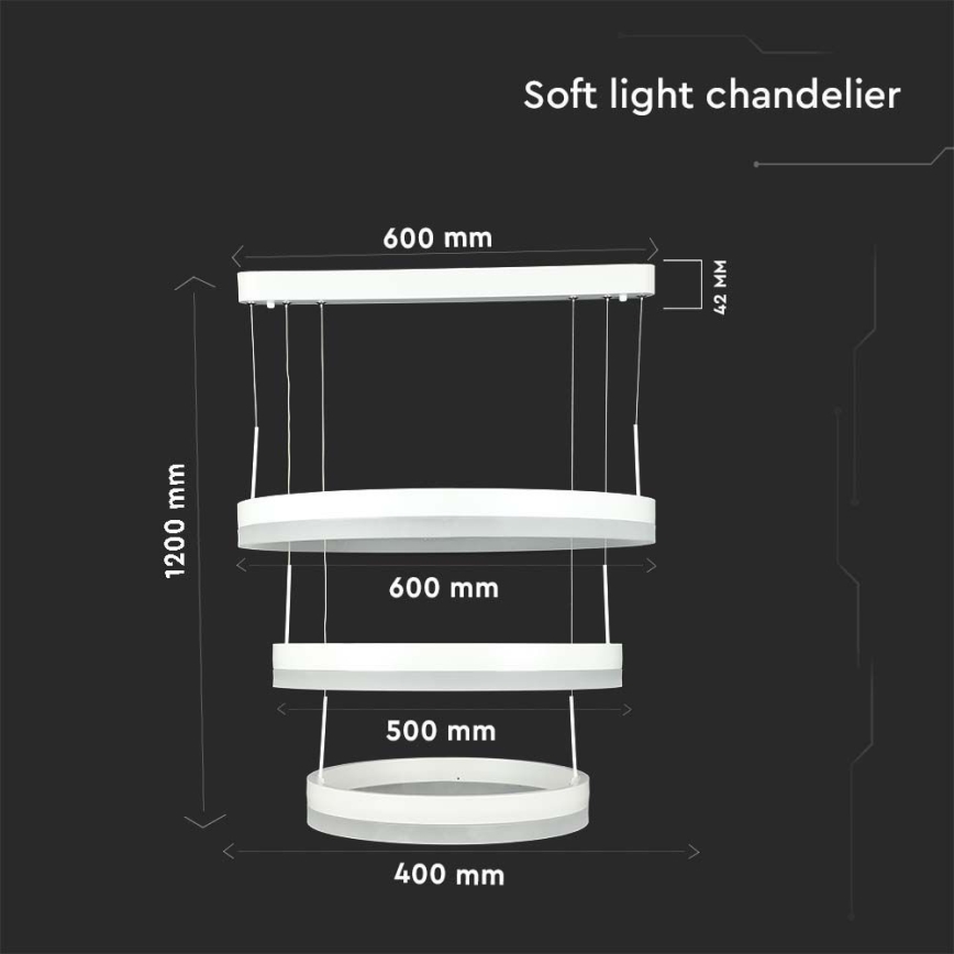 Candeeiro suspenso LED com regulação LED/86W/230V 3000K branco