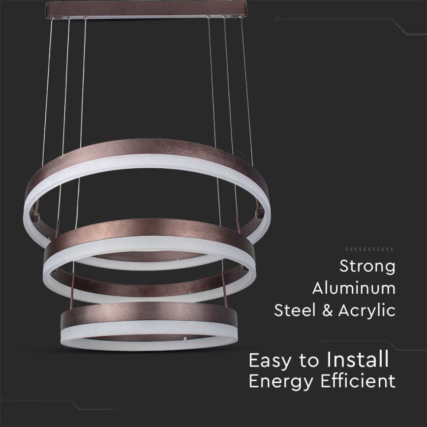 Candeeiro suspenso LED com regulação LED/86W/230V 3000K castanho