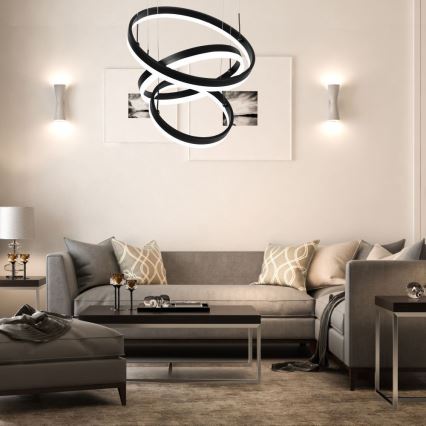 Candeeiro suspenso LED com regulação LED/86W/230V 3000K preto