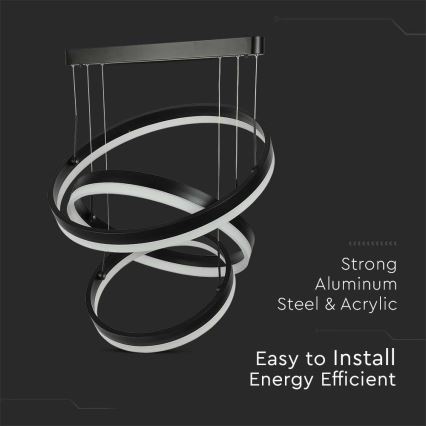 Candeeiro suspenso LED com regulação LED/86W/230V 3000K preto