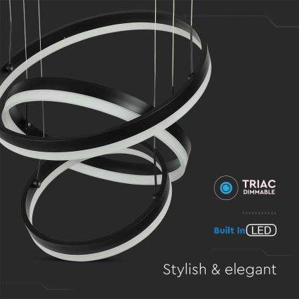 Candeeiro suspenso LED com regulação LED/86W/230V 3000K preto