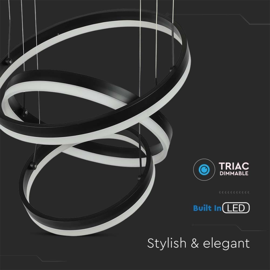 Candeeiro suspenso LED com regulação LED/86W/230V 3000K preto