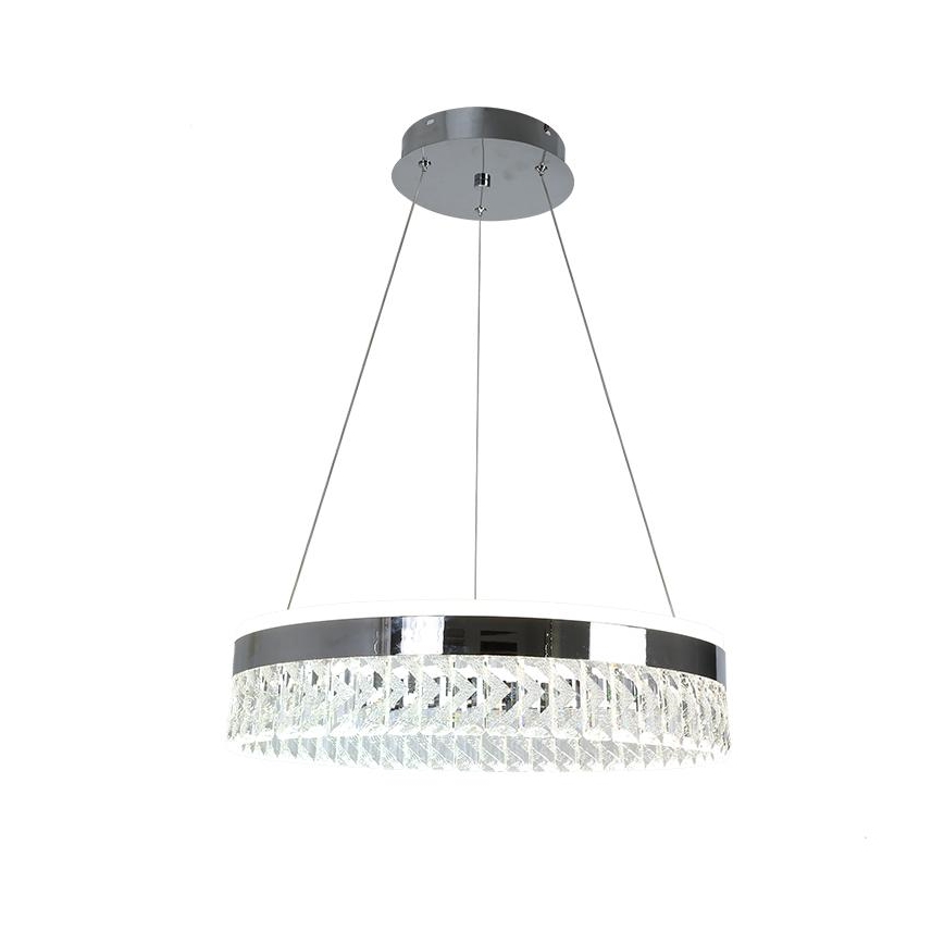 Lustre de cristal regulável num fio LED/90W/230V 3000-6500K cromado brilhante + comando