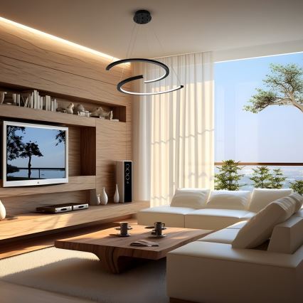 Candeeiro suspenso LED DOUBLEMOON LED/30W/230V preto