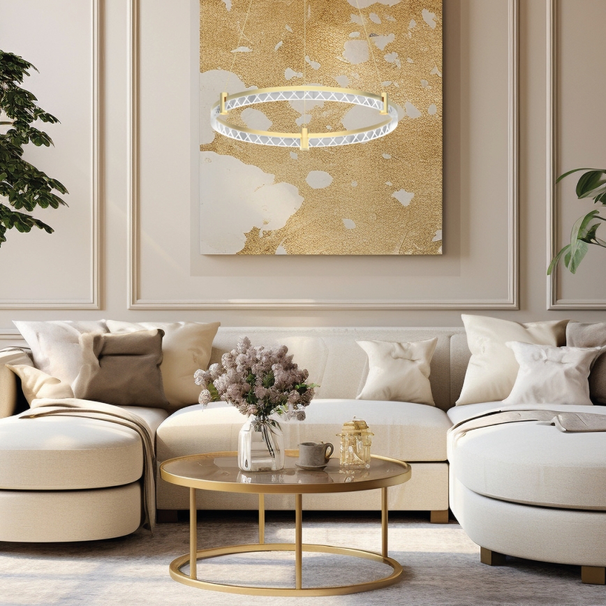 Candeeiro suspenso LED ELEGANCE LED/36W/230V diâmetro 60 cm dourado