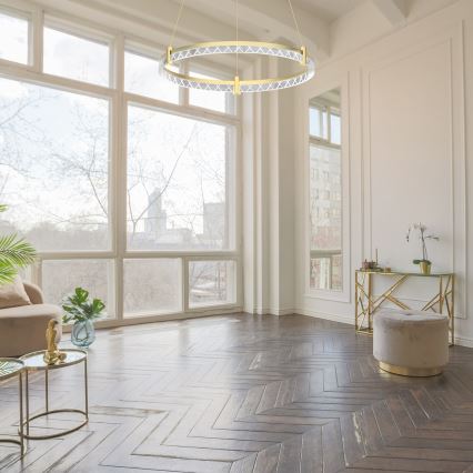 Candeeiro suspenso LED ELEGANCE LED/36W/230V diâmetro 60 cm dourado