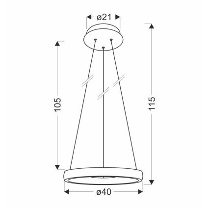 Candeeiro suspenso LED HASHIM LED/22W/230V diâmetro 40 cm cobre