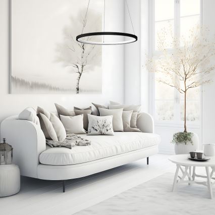 Candeeiro suspenso LED HOOP LED/27W/230V diâmetro 50 cm 4000K preto