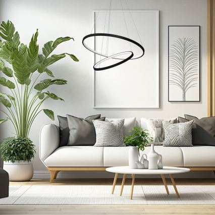 Candeeiro suspenso LED HOOP LED/51W/230V diâmetro 60 cm 4000K preto