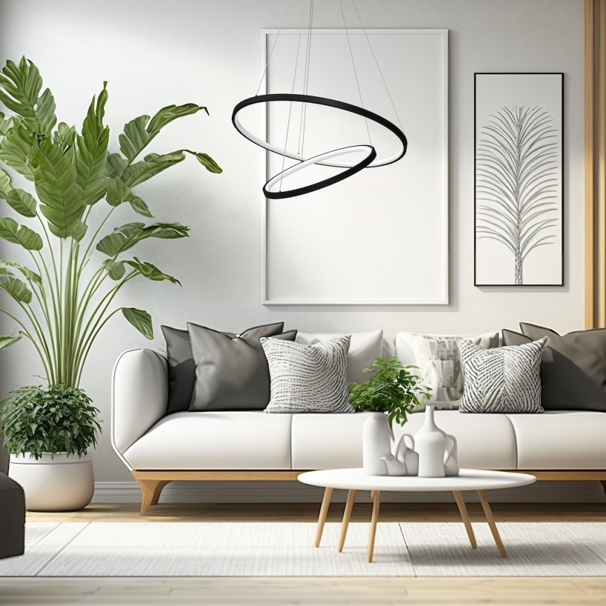 Candeeiro suspenso LED HOOP LED/51W/230V diâmetro 60 cm 4000K preto