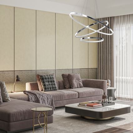 Candeeiro suspenso LED HOOP LED/93W/230V diâmetro 80 cm 4000K cromado brilhante