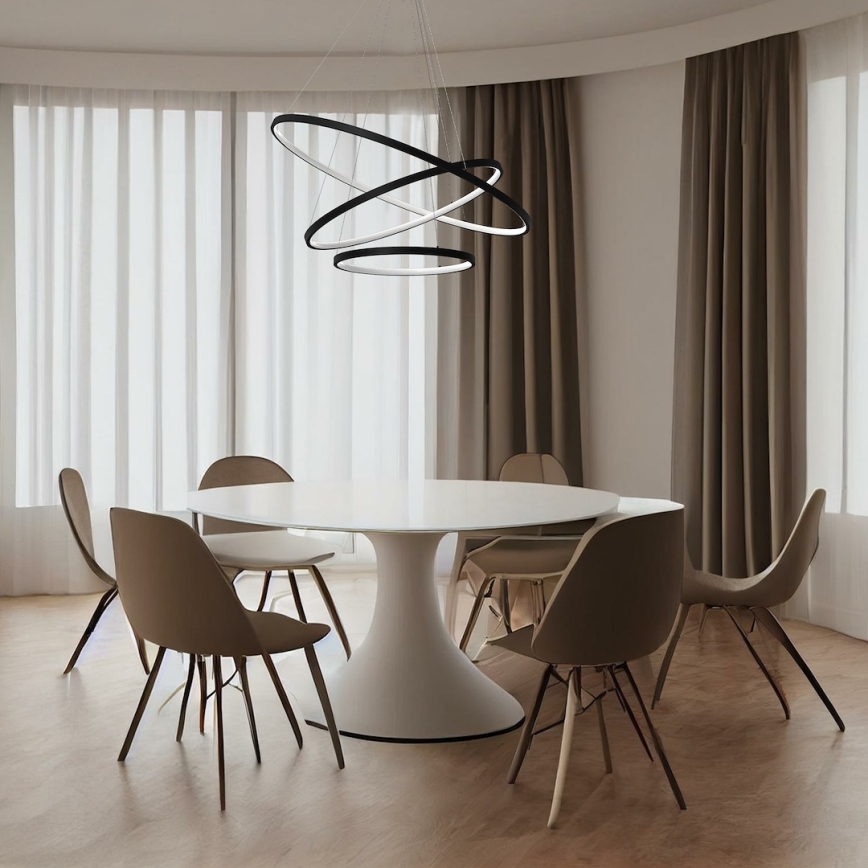 Candeeiro suspenso LED HOOP LED/93W/230V diâmetro 80 cm 4000K preto