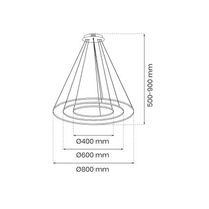 Candeeiro suspenso LED HOOP LED/93W/230V diâmetro 80 cm 4000K preto