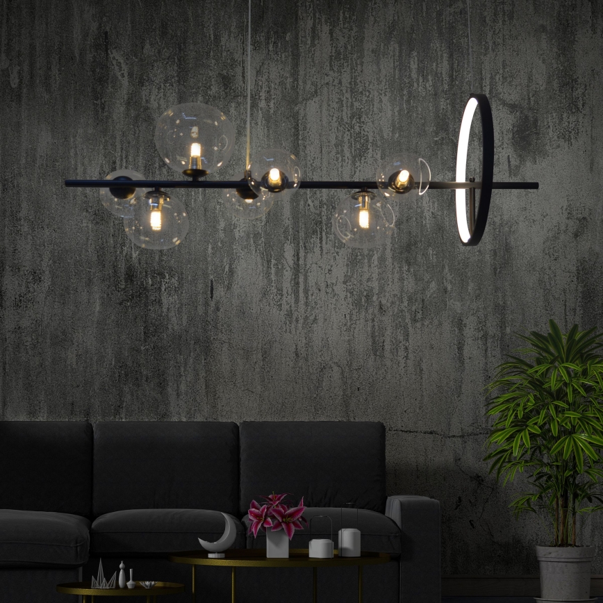 Candeeiro suspenso LED HYBRID LED/15W/230V + 7xG9/6W 4000K preto