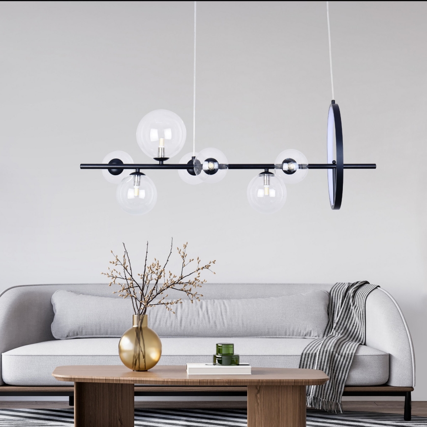 Candeeiro suspenso LED HYBRID LED/15W/230V + 7xG9/6W 4000K preto