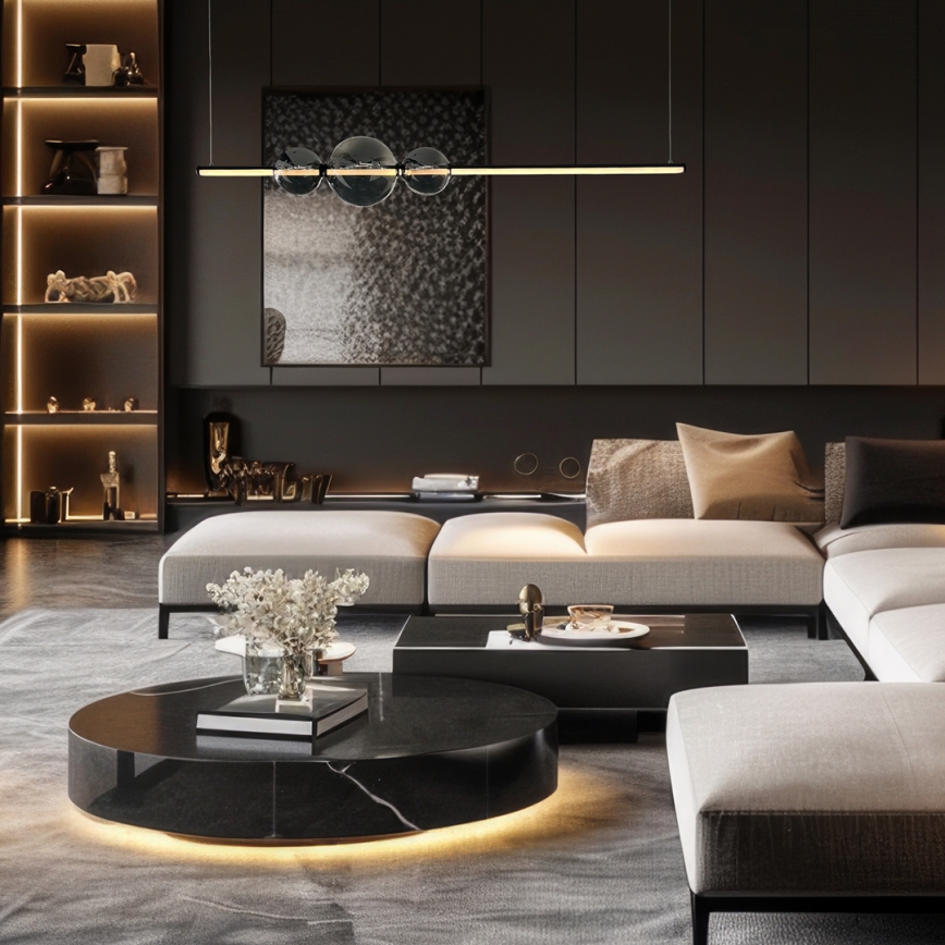 Candeeiro suspenso LED KUGEL LED/30W/230V preto