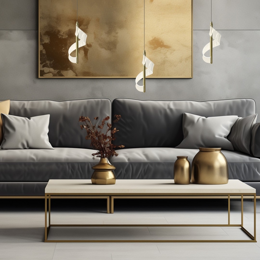 Candeeiro suspenso LED LARGO LED/10W/230V dourado