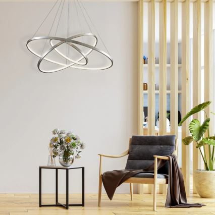 Candeeiro suspenso LED LEA LED/60W/230V 4000K diâmetro 80 cm cromado mate