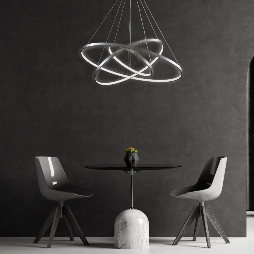 Candeeiro suspenso LED LEA LED/60W/230V 4000K diâmetro 80 cm cromado mate