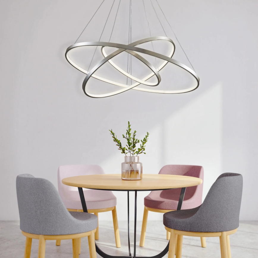 Candeeiro suspenso LED LEA LED/60W/230V 4000K diâmetro 80 cm cromado mate