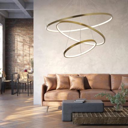 Candeeiro suspenso LED LEA LED/60W/230V 4000K diâmetro 80 cm dourado