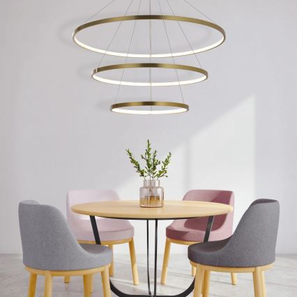 Candeeiro suspenso LED LEA LED/60W/230V 4000K diâmetro 80 cm dourado