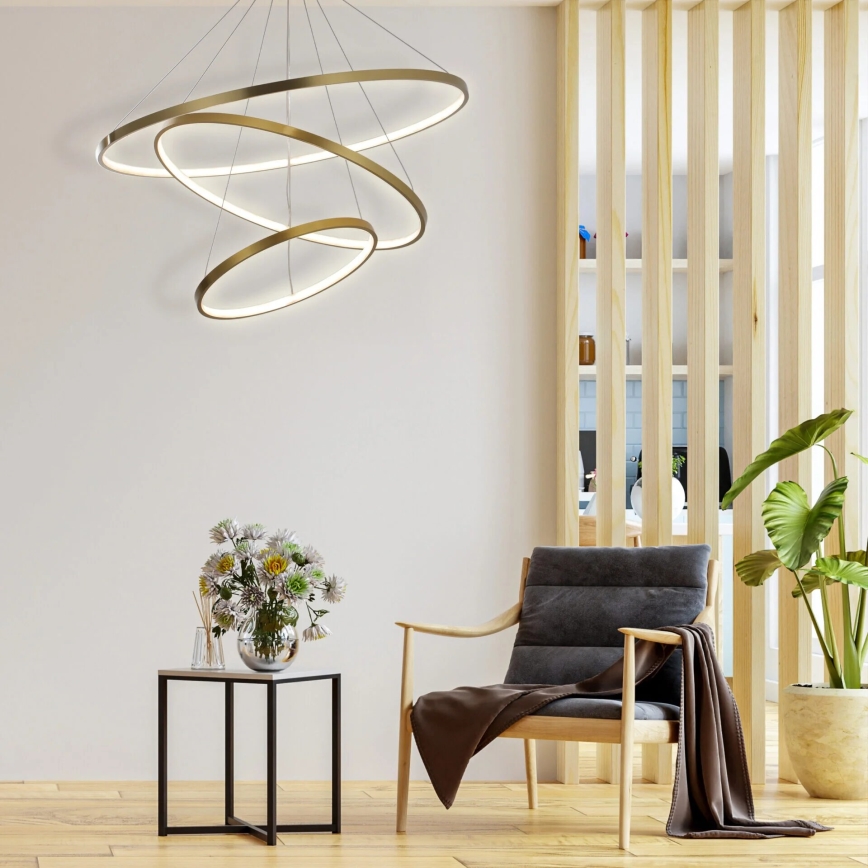 Candeeiro suspenso LED LEA LED/60W/230V 4000K diâmetro 80 cm dourado