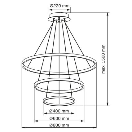 Candeeiro suspenso LED LEA LED/60W/230V 4000K diâmetro 80 cm dourado