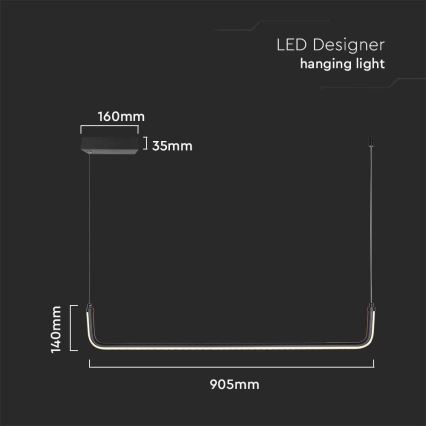 Candeeiro suspenso LED LED/12W/230V 4000K 90 cm preto