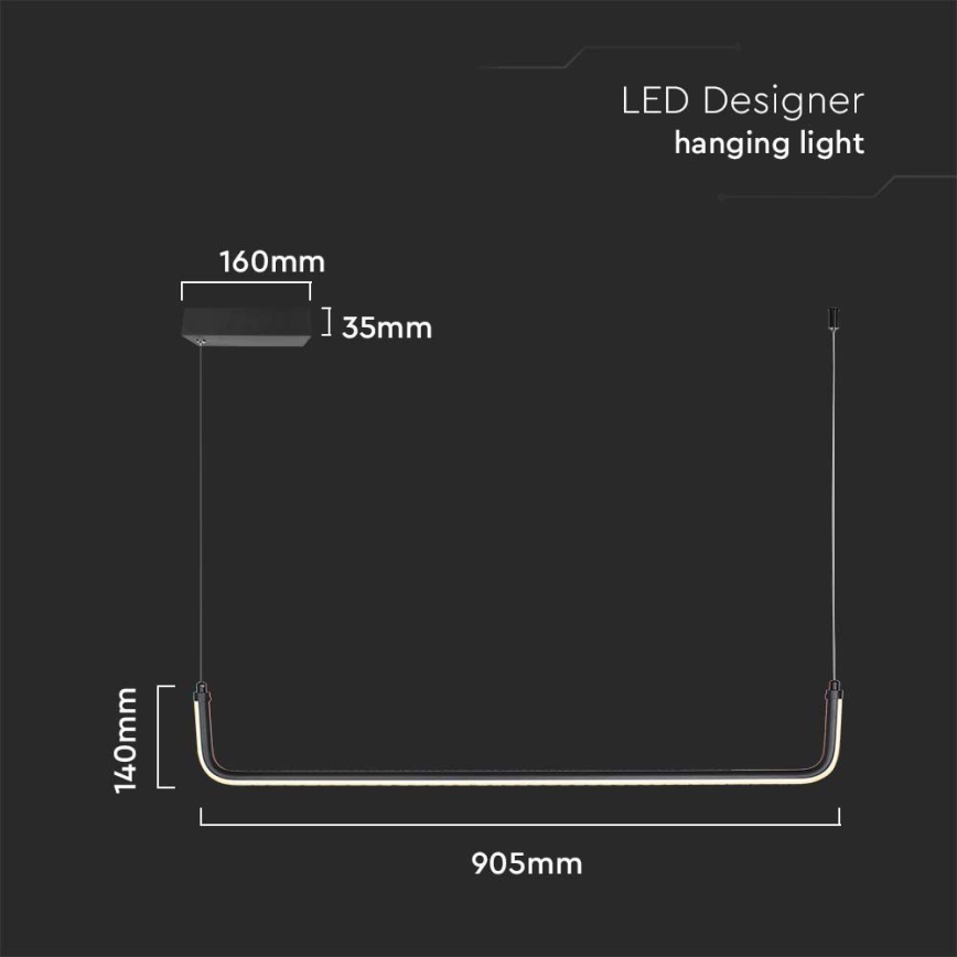 Candeeiro suspenso LED LED/12W/230V 4000K 90 cm preto