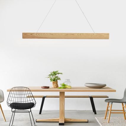 Candeeiro suspenso LED LED/22W/230V 4000K 120 cm cinza/madeira maciça