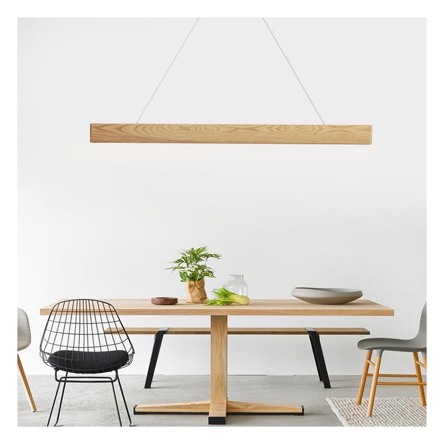 Candeeiro suspenso LED LED/22W/230V 4000K 120 cm cinza/madeira maciça