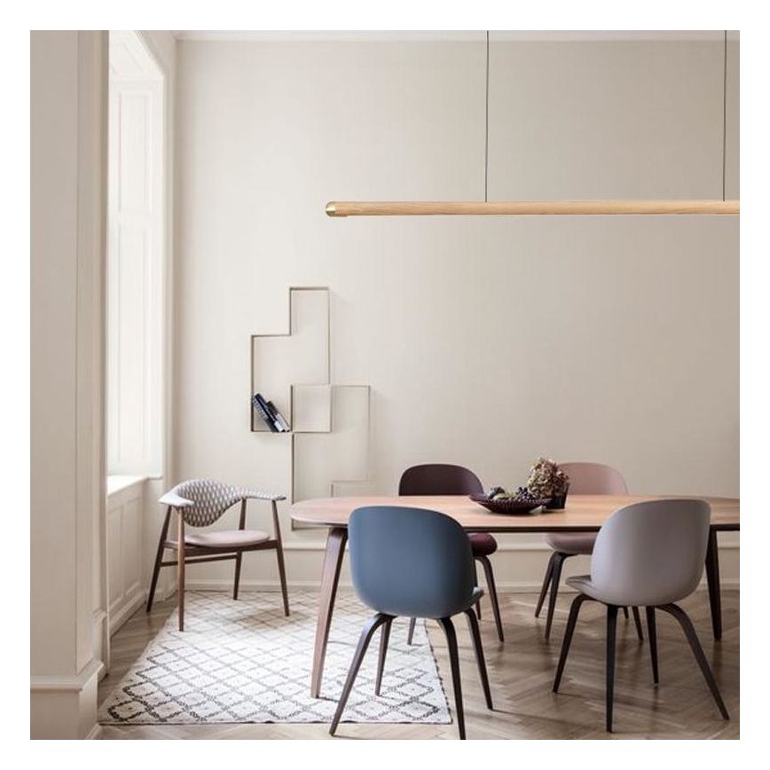 Candeeiro suspenso LED LED/22W/230V 4000K 120 cm cinza/madeira maciça
