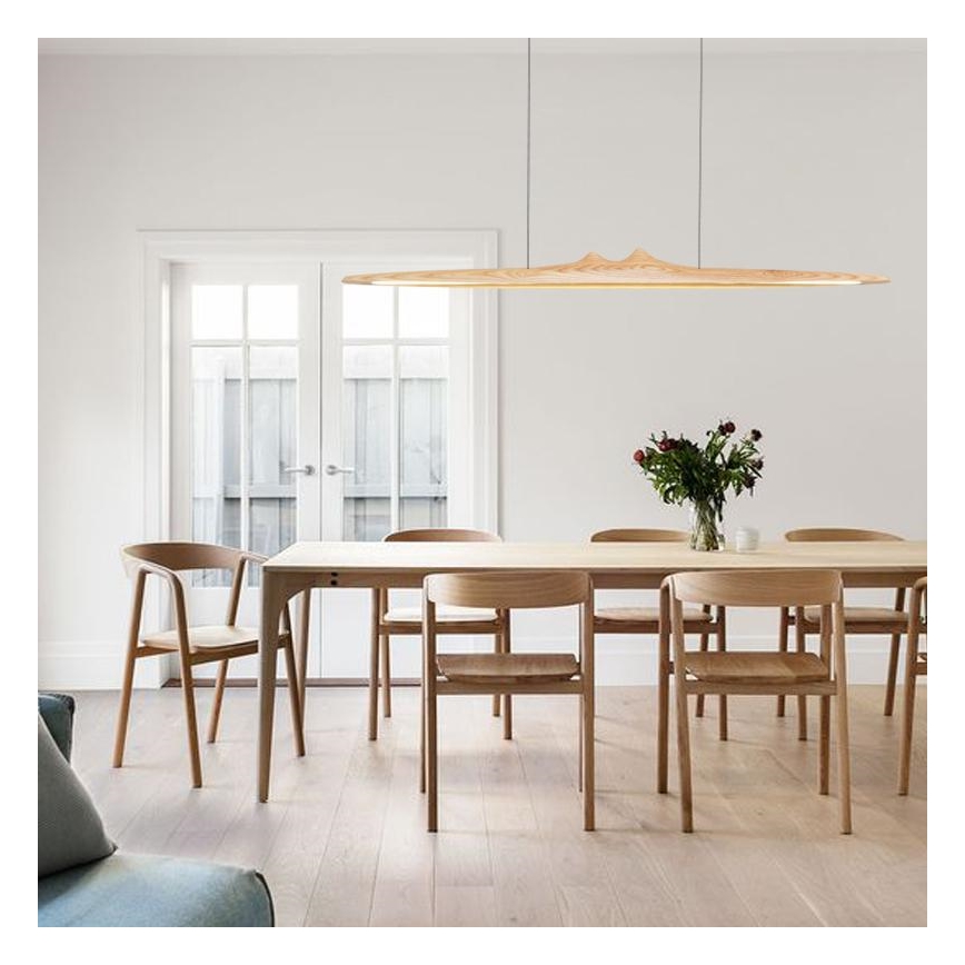 Candeeiro suspenso LED LED/22W/230V 4000K 120 cm cinza/madeira maciça