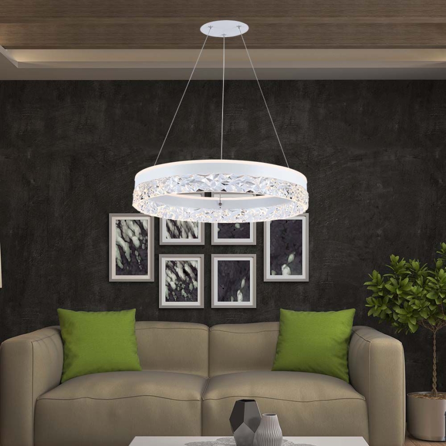 Candeeiro suspenso LED LED/25W/230V 3000K diâmetro 50 cm branco