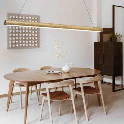 Candeeiro suspenso LED LED/26W/230V 4000K 150 cm cinza/madeira maciça