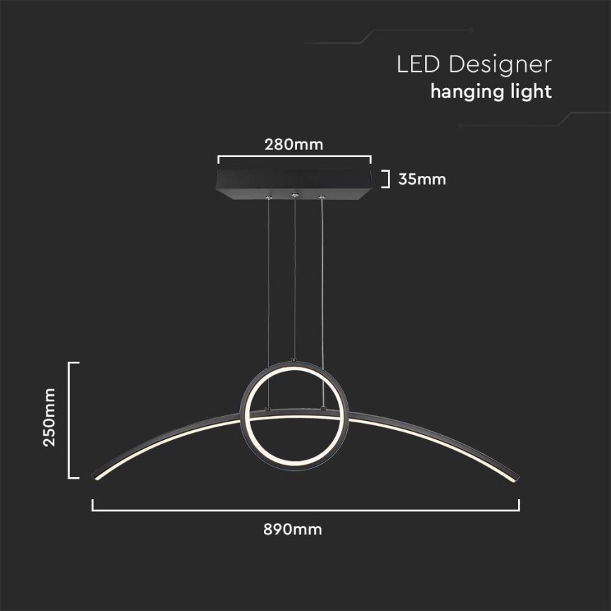 Candeeiro suspenso LED LED/30W/230V 4000K 88 cm preto