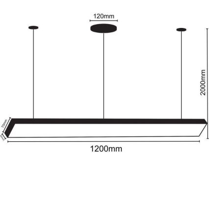 Candeeiro suspenso LED LED/32W/230V 4000K diâmetro 120 cm preto