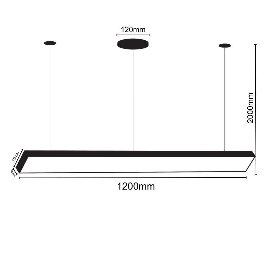 Candeeiro suspenso LED LED/32W/230V 4000K diâmetro 120 cm preto